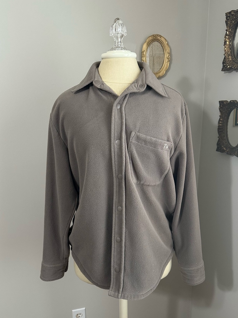 TNA Fleece Snap-Front Shirt Jacket - Taupe